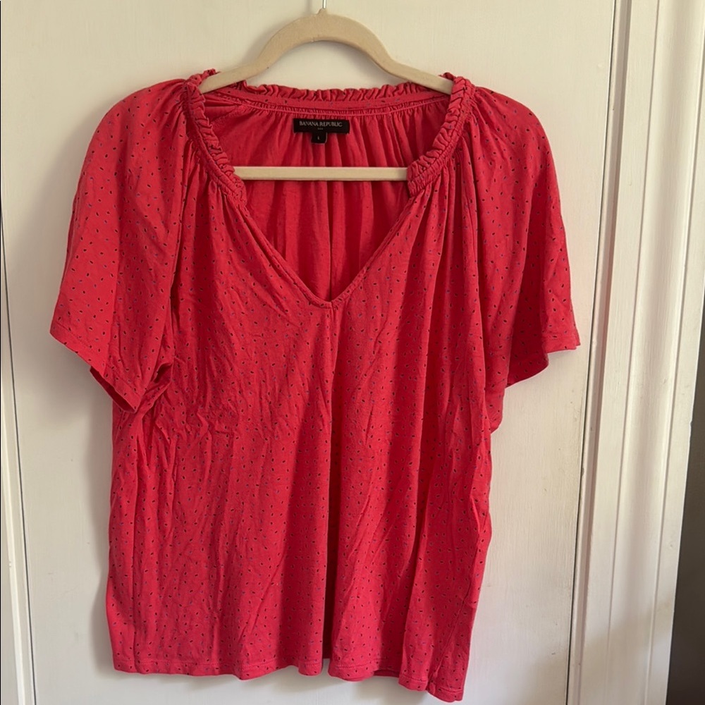 Banana Republic Pink Ruched Short Sleeve Blouse